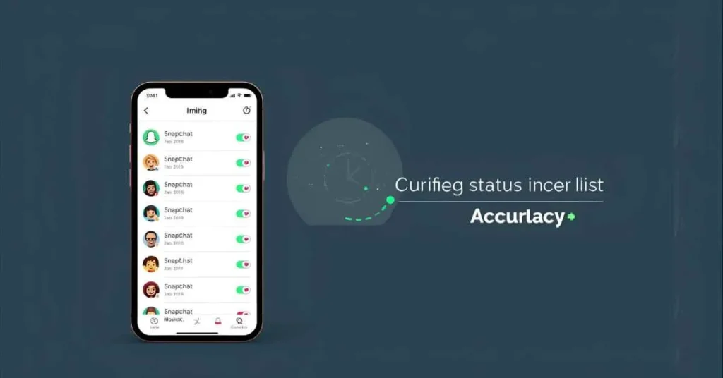 Snapchat friends list showing green dots and activity timing for accuracy
