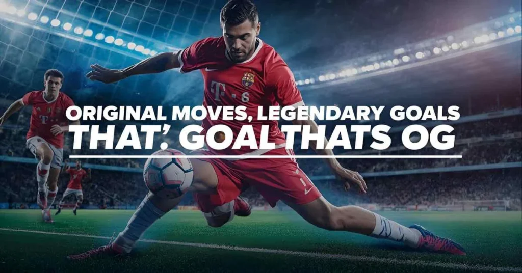 Soccer/football player in action representing OG in sports, with the line ‘Original Moves, Legendary Goals — That’s OG,’ symbolizing skill, authenticity, and legendary status.