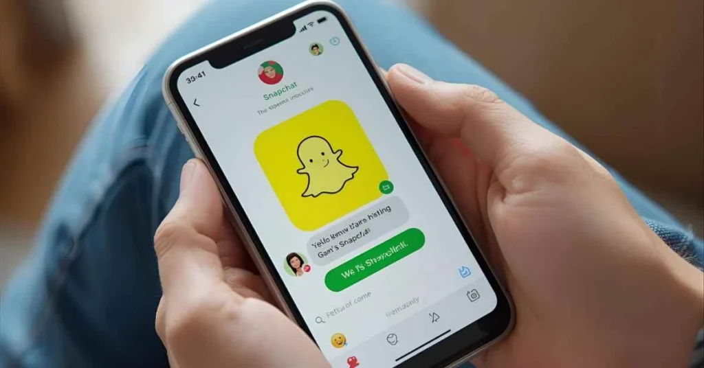 Snapchat chat showing TS abbreviation in a text message, illustrating its meaning on Snapchat