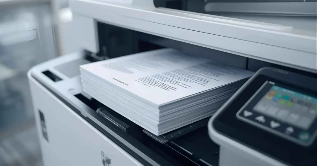 office printer printing collated pages in correct order showing collate feature