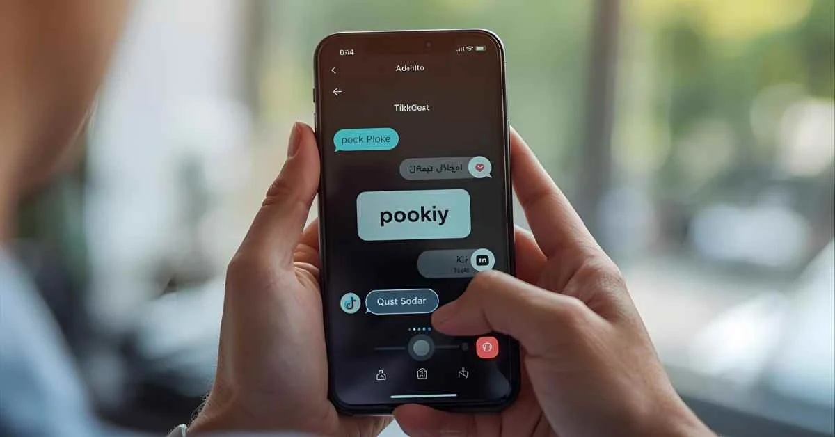 Smartphone screen showing “pookie” in chat bubbles, representing affectionate nickname usage in texting and social media.