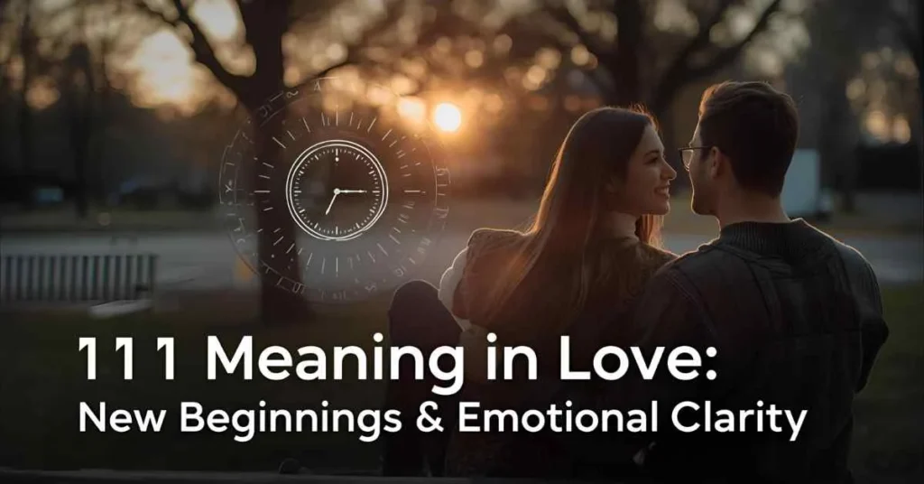 What does 111 mean in love showing a couple with a clock at 1:11 symbolizing emotional clarity and new romantic beginnings