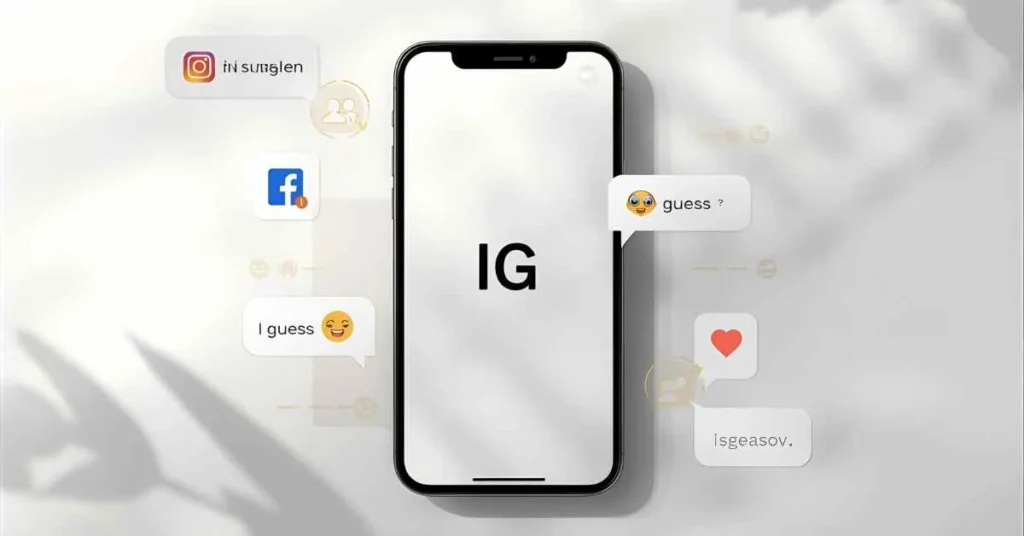 Realistic smartphone chat showing IG meaning in slang with icons for Instagram and I Guess, informative and natural design for text, Snapchat, and social media context