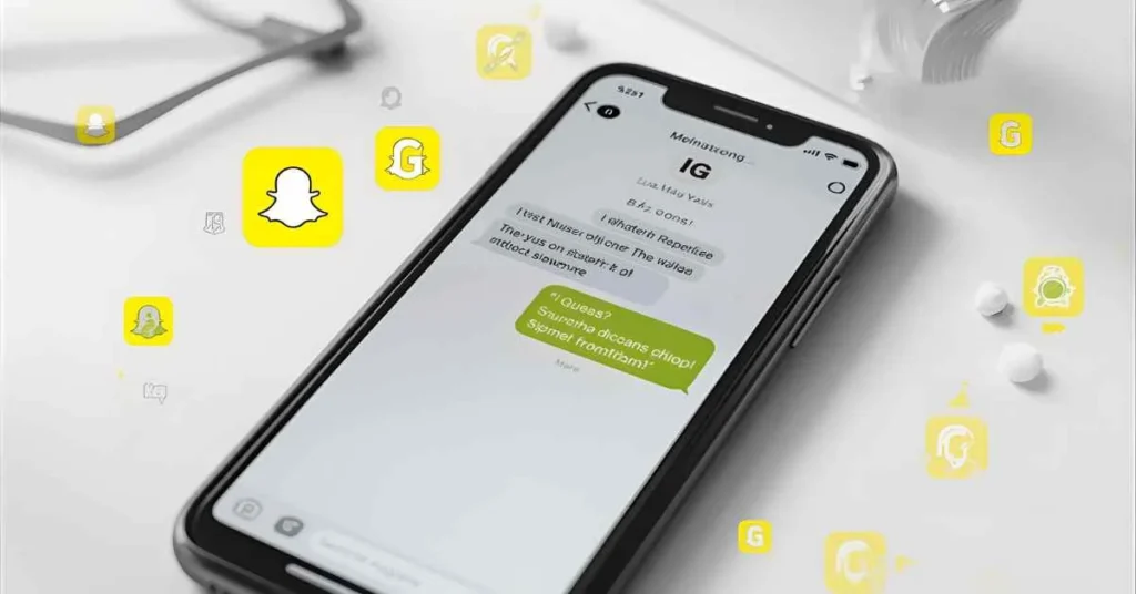 Smartphone showing Snapchat chat with IG abbreviation, highlighting its meaning as I Guess in text messages, educational and informative visual