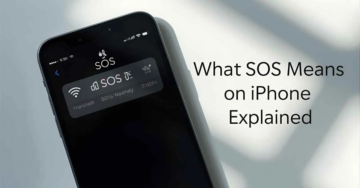 iPhone screen showing SOS, Emergency SOS, SOS Only, and WiFi symbols with explanation for iPhone user